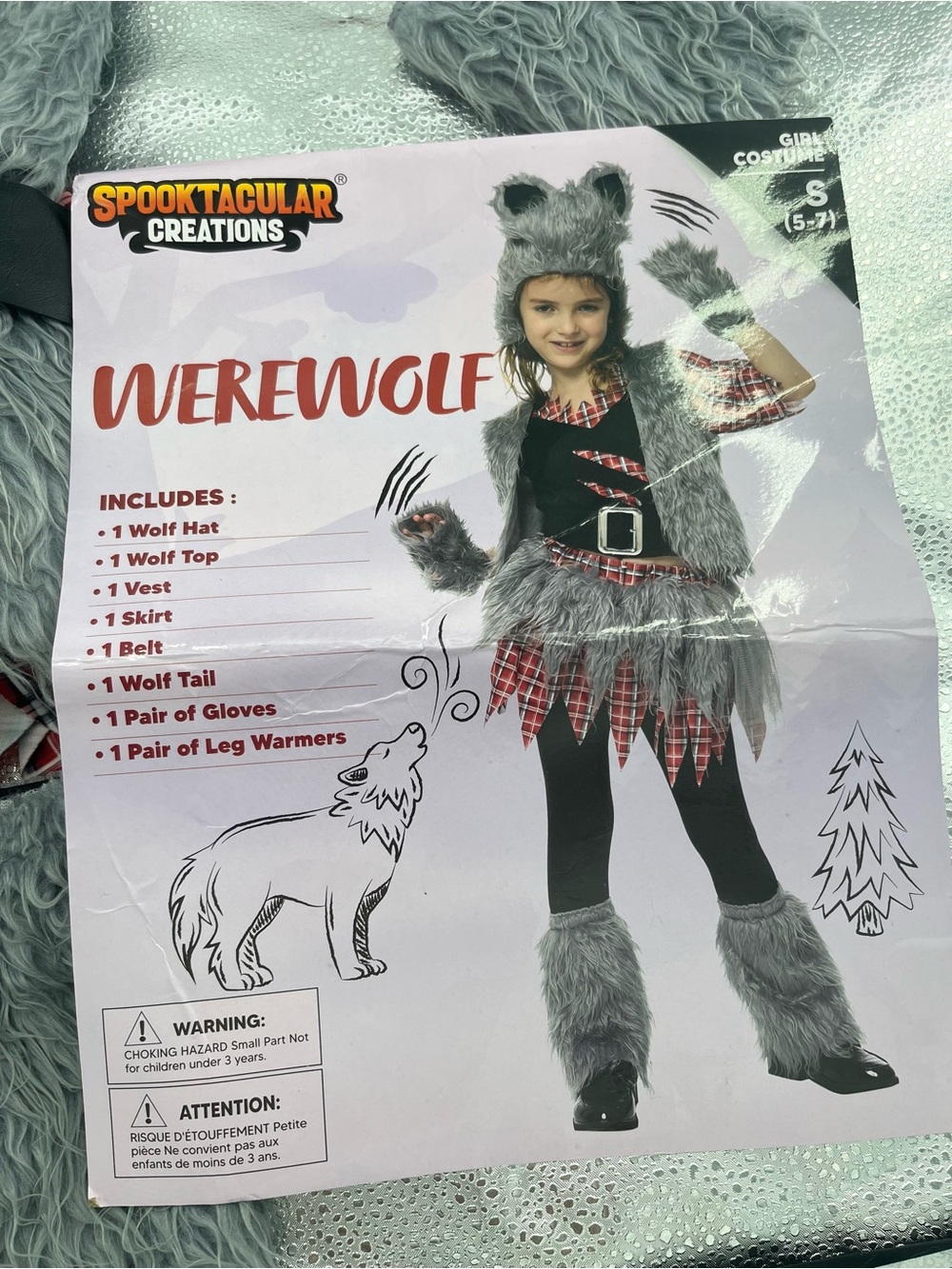 Spooktacular Creations Werewolf Wolf Costume Size S (5-7) Girls Halloween Set